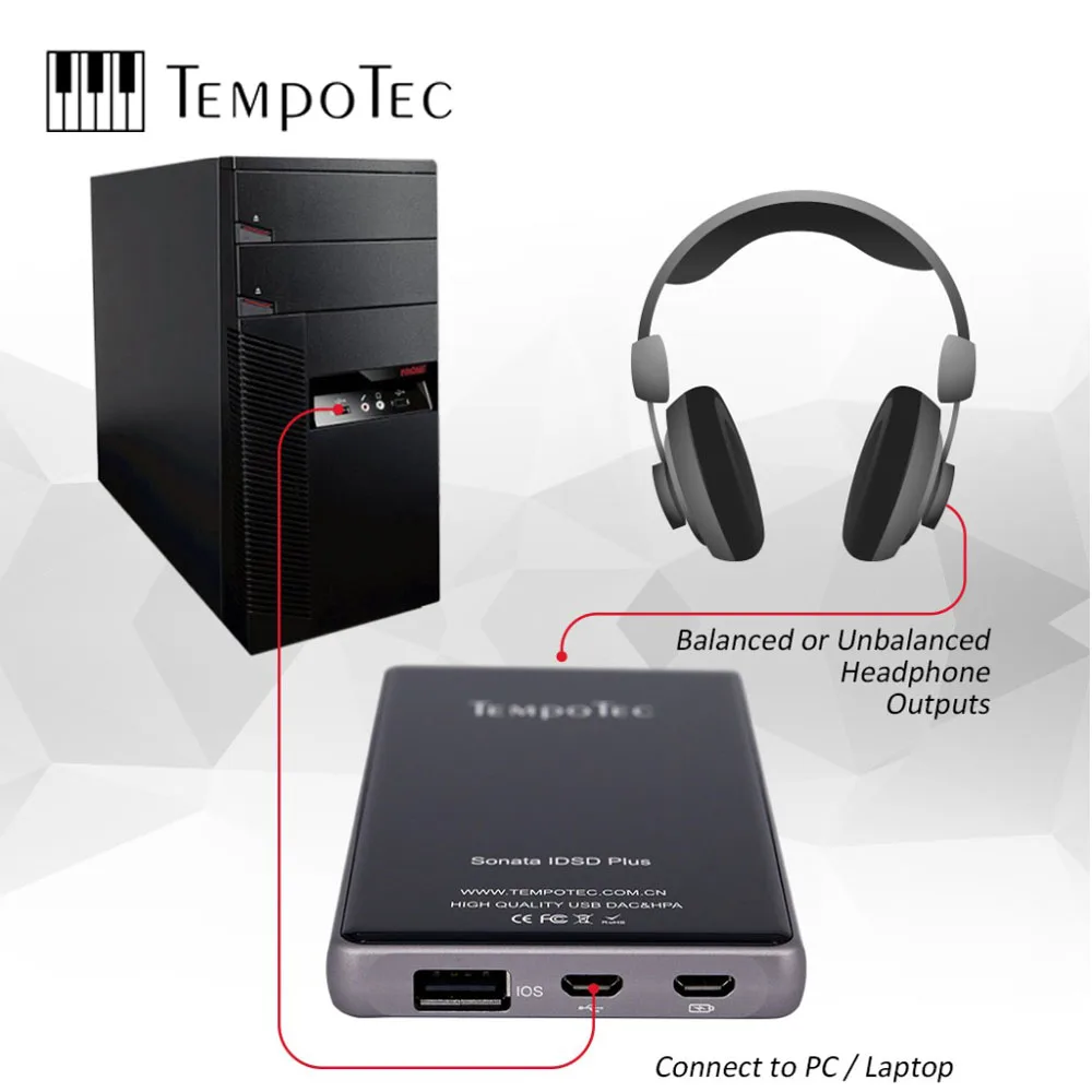 Усилитель для наушников TempoTec Sonata iDSD Plus поддержка WIN MacOSX Android и iOS баланс телефона DSD