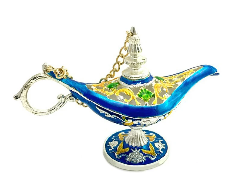 Ближний Восток Aladin лампа Статуэтка шкатулка для бижутерии арабские украшения дома аксессуары Позолоченные эмалированные металлические лампы орнамент