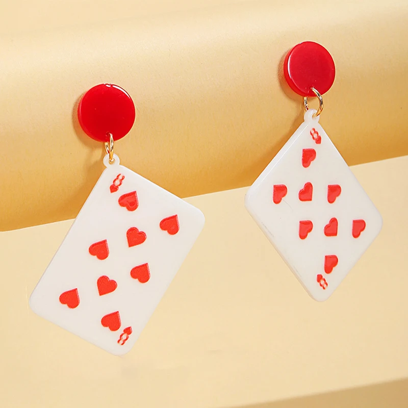 

Punk Peach Heart Number 8 Poker Earrings for Women Acrylic Vintage Fashion Harajuku Earrings Charms 90s Aesthetic Gifts Jewelry