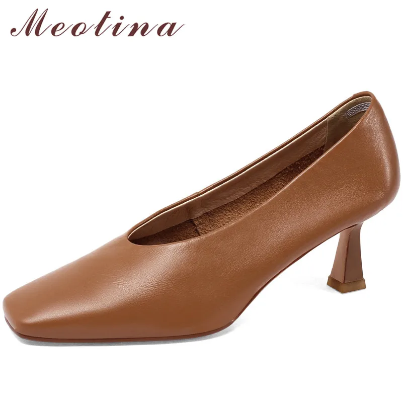 

Meotina/Женская обувь, 2021 женские туфли-лодочки из натуральной кожи; Женская обувь; Квадратный носок; Туфли на высоком тонком каблуке; ЖЕНСКИЕ Н...