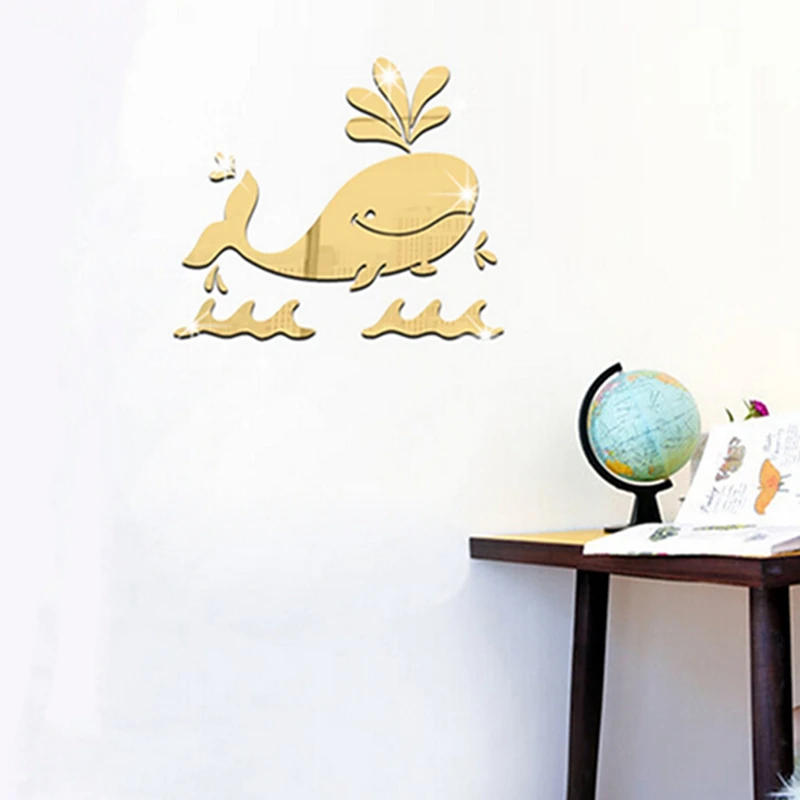 Акриловые милые настенные наклейки с 3d эффектом Кита для детской комнаты