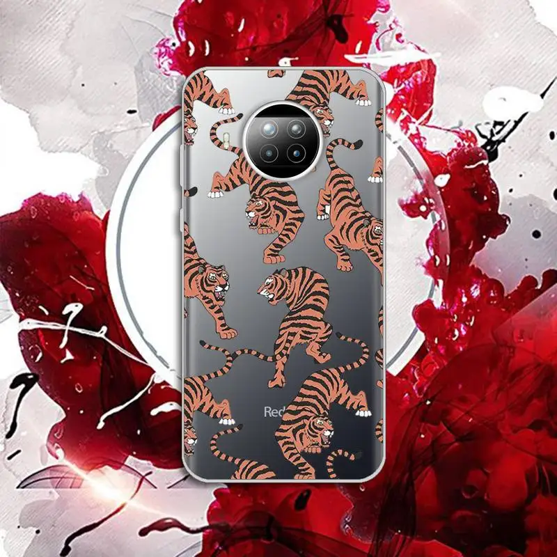 

Cartoon animal lion tiger leopard Phone Case Transparent for Xiaomi Redmi note 10 t 8 9 pro lite 11