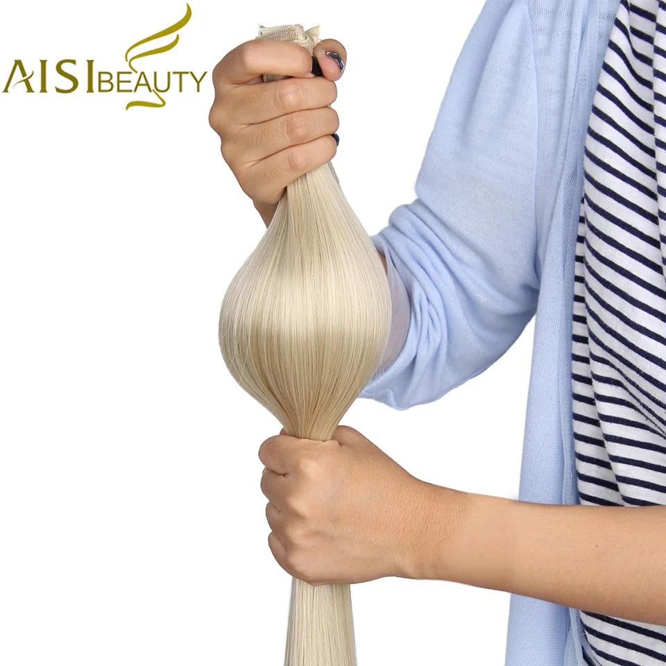 AISI BEAUTY, Синтетические длинные прямые волосы для наращивания, 5 зажимов, 1 шт., волосы для наращивания, высокотемпературные волосы для женщин