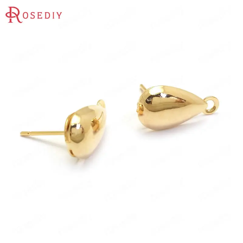 (37135)20PCS 17x9MM 24K Gold Color Brass Drop Shape Stud Earrings High Quality Jewelry Making Supplies Diy Findings Accessories | Украшения