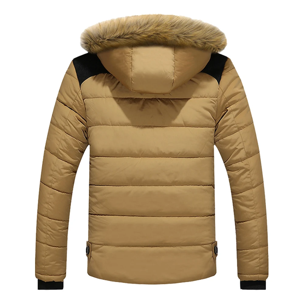 Covrlge Winter Thick Warm Mens Parka Fur Hooded Men's Down Jacket Fashion Hooded Padded Quilted Men Jacket Coat Outwear MWM009