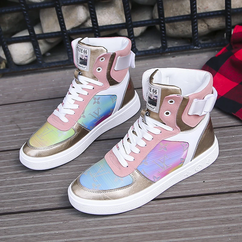 Женские холст с высоким вырезом Дышащие Модные кроссовки Вулканизированная