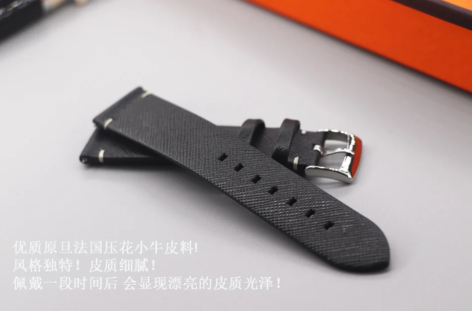 High Quality Vintage Genuine Leather Watchband Black Watch Straps 18mm 19mm 20mm 21mm 22mm Retro Wristband Bracelet Solid Buckle