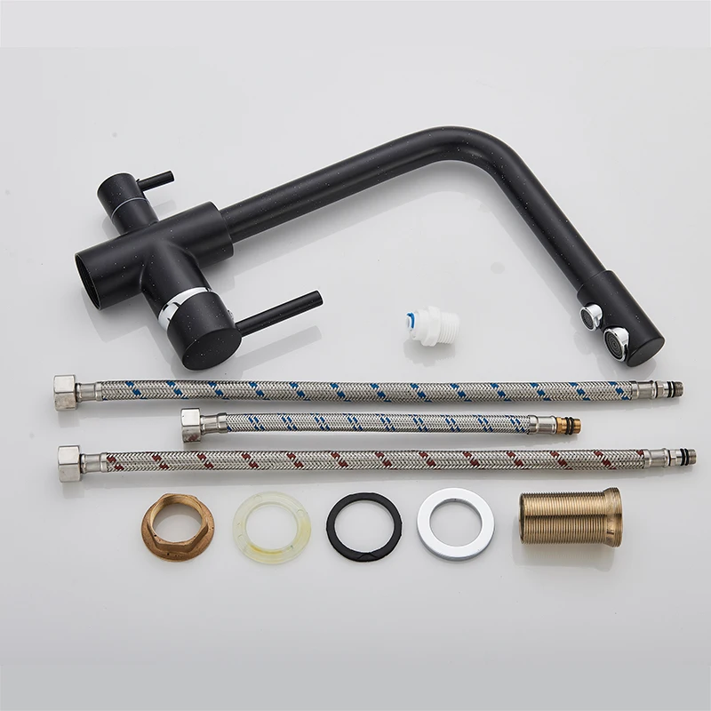 Смеситель для кухни с фильтром и чистой водой крепление на палубу черный