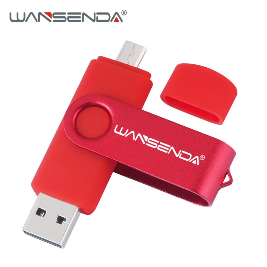 WANSENDA высокоскоростной OTG USB флеш-накопитель металлический флеш-накопитель 16 ГБ 32 ГБ 64 ГБ 128 ГБ 256 ГБ флеш-накопитель внешний накопитель USB карта памяти - Цвет: Красный