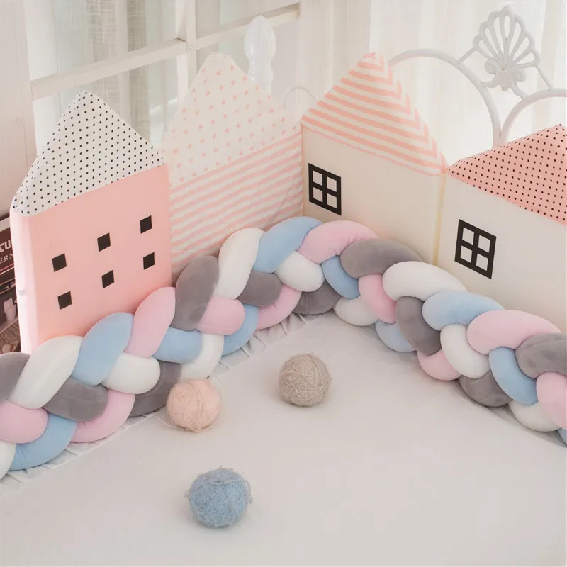 2 м бампер для детской кроватки с боками 4 косички новорожденной протектор