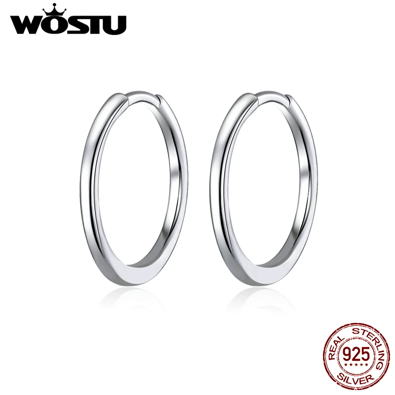 WOSTU Аутентичные 925 пробы серебряные Простые круглые серьги кольца подходят для