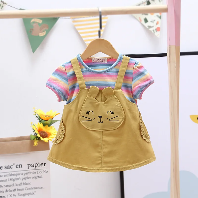 IENENS для маленьких девочек с короткими рукавами Платье Одежда малышей 9 12 18 24