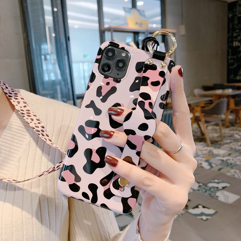 Новый чехол для телефона Леопардовый браслет с ремешком IPhone 11pro Max XS XR X 8 6 6S 7 Plus IMD