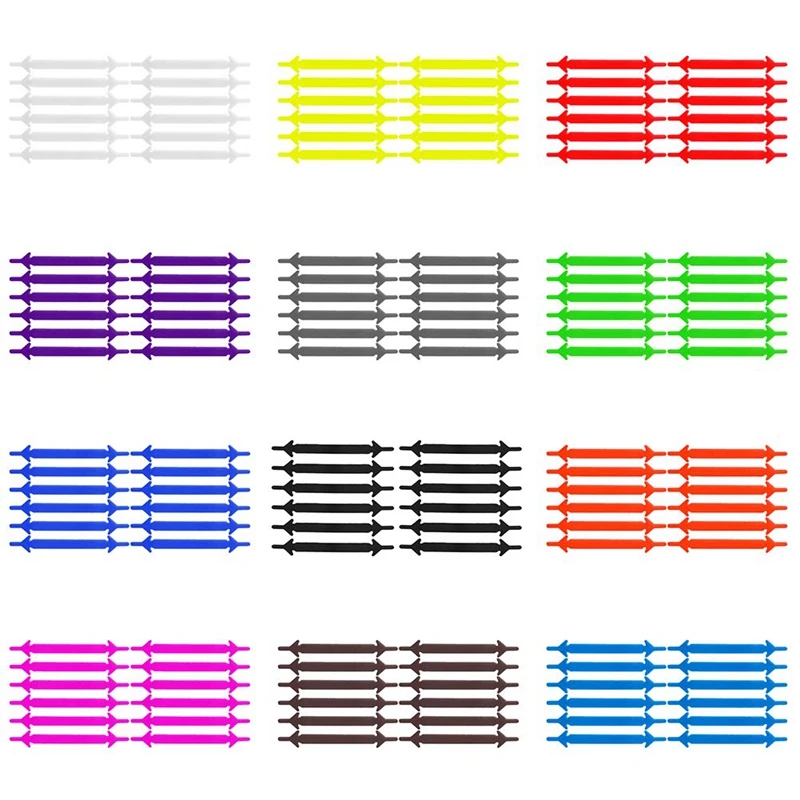 12 Pcs Silicone Shoelaces Elastic Shoe Laces No Tie Leisure Sneakers Quick Lazy Lace Child Adult Unisex Safety Rubber Shoelace