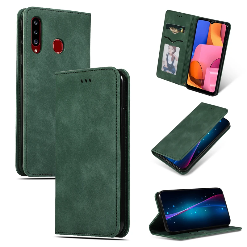 For Samsung Galaxy A20s Case Phone Bag Book Wallet Cover for Retro Business Flip Leather | Мобильные телефоны и