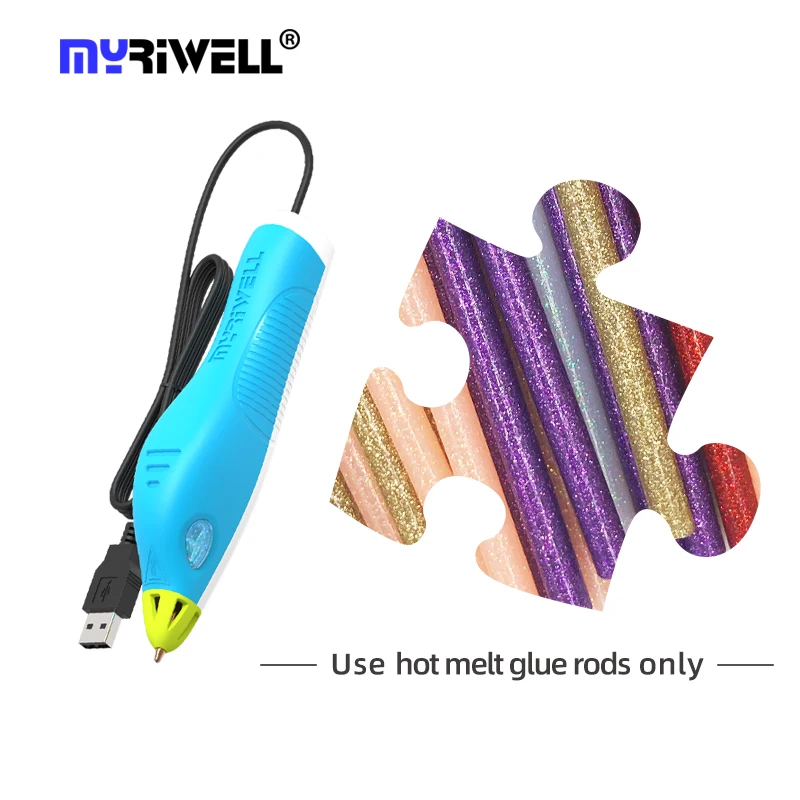 

Myriwell Repair Tool Hot Melt Glue Gun Pencil Glue Sticks Professional 3D Pens 3D Printing Pens for Designer Kids Student