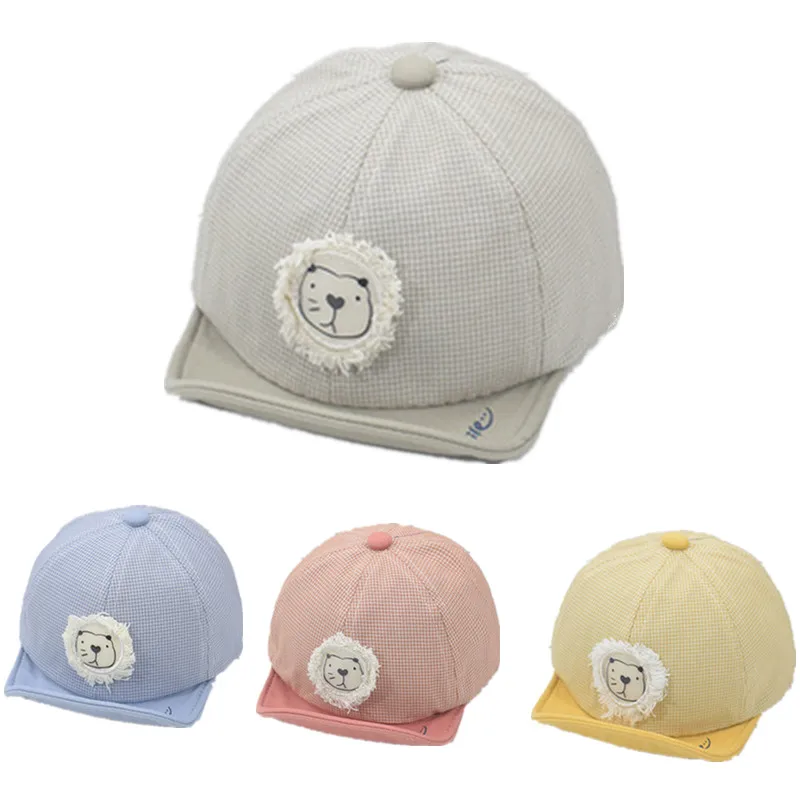 

5Colors Beauty Cute Gilrs Baby Hats Cartoon Pig Lion 1-2Years Cotton Adjustable Embroid Anti-sunburn Peaked Caps Children Spring