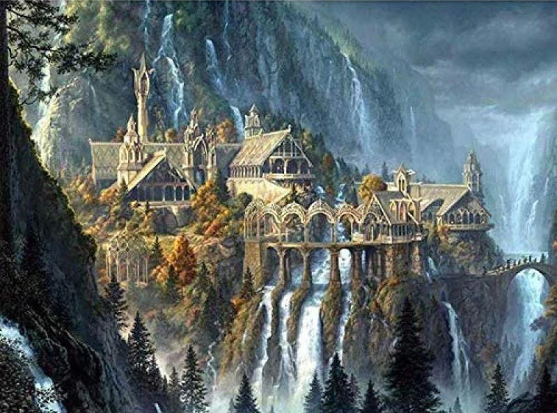 

Scenery paints by numbers diy Castle on the cliff oil paint coloring by number digital family Hotel decorative paint