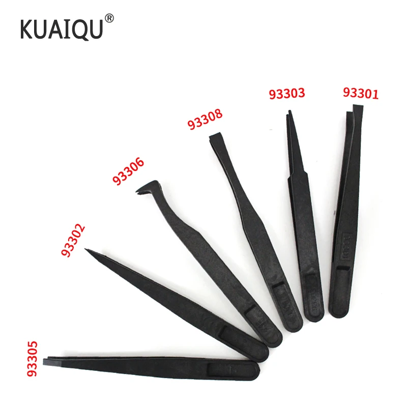 6 шт. антистатические пинцеты набор термостойкие плоские заостренные изогнутые