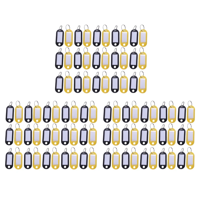 

90 x Coloured Plastic Key Fobs Luggage ID Tags Labels Key Rings with Name Cards