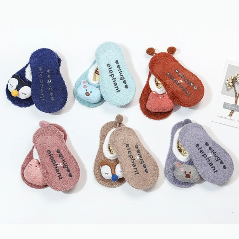 

Cartoon Animal Child Floor Warm Soft Baby Boy Socks Toddler Socks Shiny New Baby Coral Socks Infant Anti Slip Kids Cute