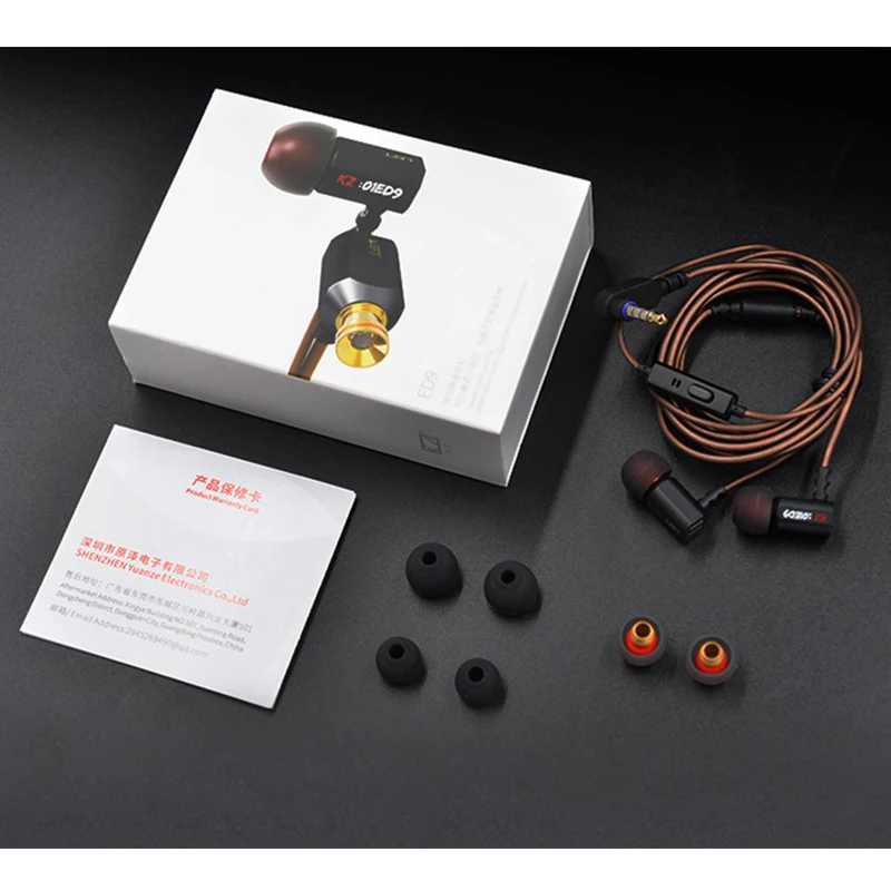 Оригинальные наушники KZ ED9 Super Bass In Ear, музыкальные наушники с диджейскими наушниками, Hi-Fi стерео наушники, шумоизолирующие спортивные наушники с микрофоном