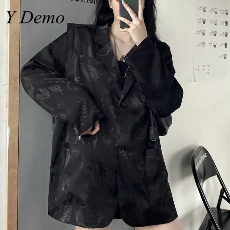 Y Demo готический винтажный женский жакет с драконом длинный рукав Ретро стиль