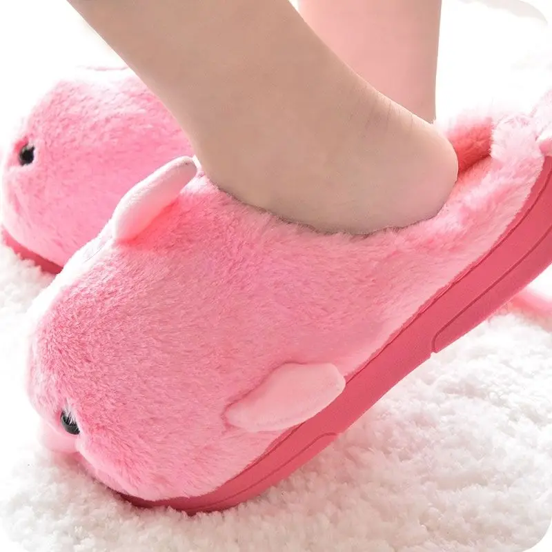 Тапки с дельфином женские домашние меховые плюшевые тапки для женщин