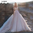 LORIE элегантные кружевные свадебные платья с длинным рукавом 2020 А-силуэт романтические пуговицы сзади аппликации свадебное бохо-платье брак на заказ