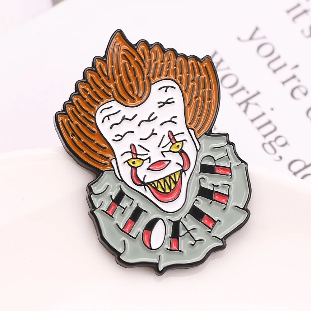 Хэллоуин ужас колдун маска клоуна Джокер Броши Булавки на лацкан значок фанаты