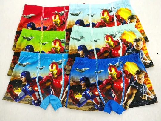 5 шт./лот нижнее белье для мальчиков трусы боксеры с супергероями катронами