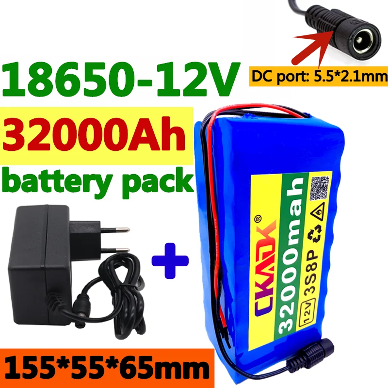 

100% New 18650 12V 32000 mAh Battery pack 18650 lithium battery protection board 12v 32000mAh for inverter miner+Charger