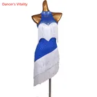 Латинское платье для танцев женские взрослые изготовленные на заказ с бахромой; Сценическая одежда профессии Стразы конкурс, ча-ча, платья