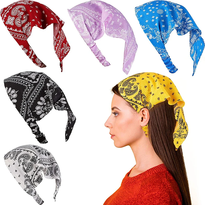 

Женский треугольный шарф-бандана, повязка на голову, эластичные повязки на голову, аксессуары для волос, 2021