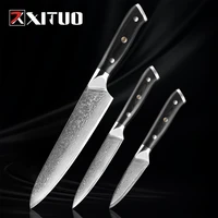 xituo 3 pcs damascus steel chef knife kitchen utility knife sets high quality 67 layer japan vg10 853 5inch cooking tool gift