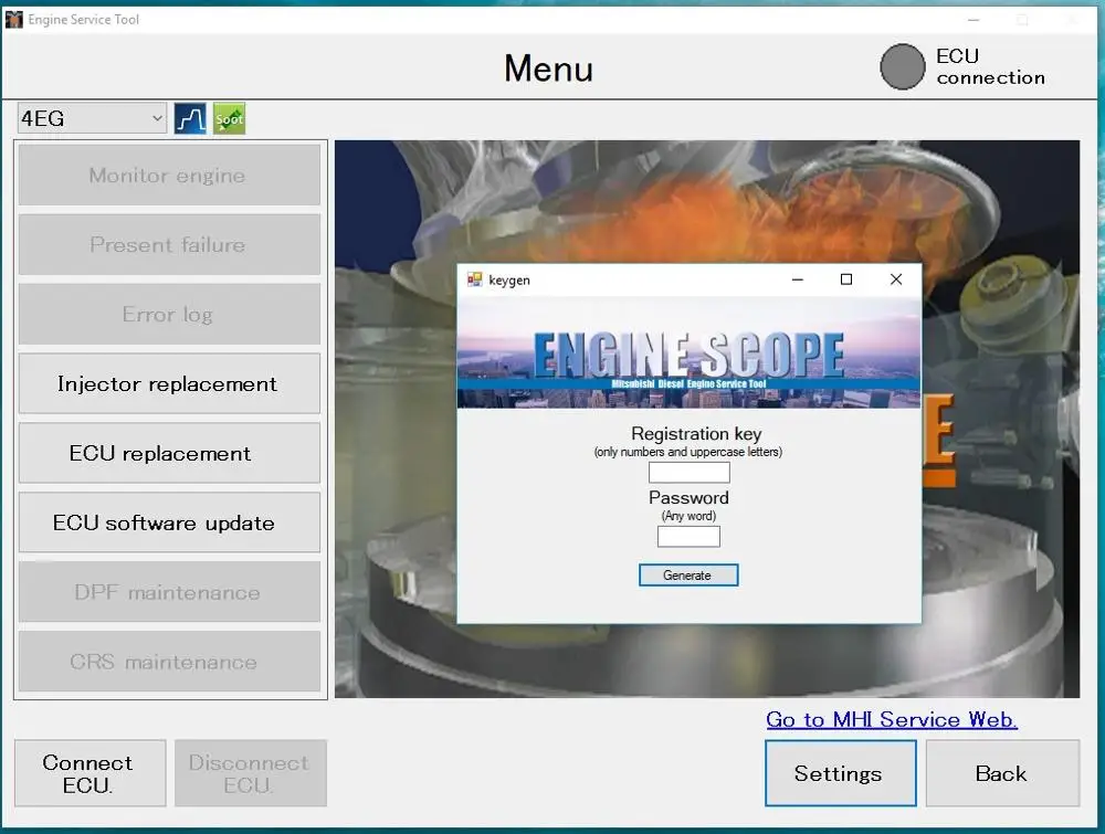 Прибор для обслуживания дизельного двигателя + генератор ключей Mitsubishi|winols damos|winols