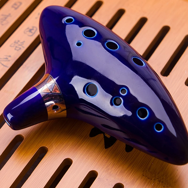12 отверстий Ocarina керамический альт C легенда флейта синий музыкальный инструмент