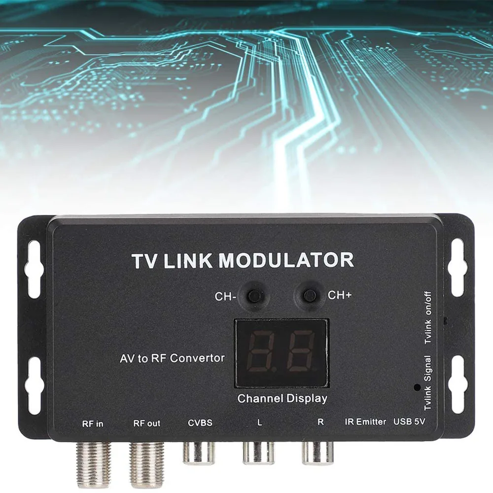 UHF 21 ~ 69 PAL/NTSC модулятор AV к RF преобразователь ИК-расширитель с 21-канальным дисплеем