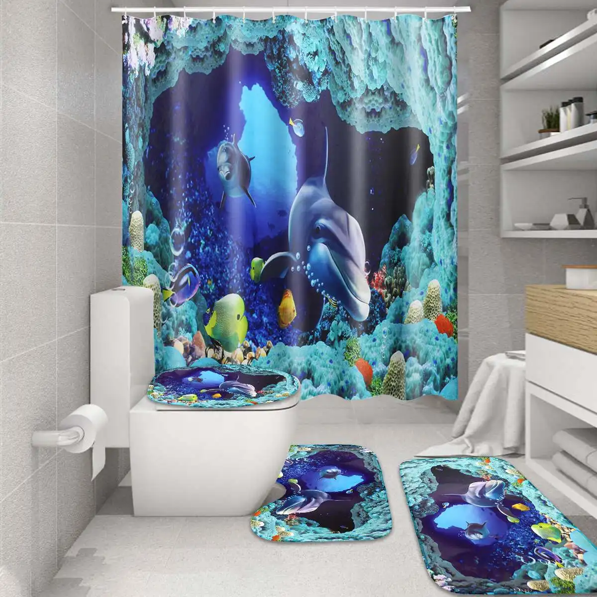 Meigar Ocean Dolphin глубокая морская Полиэстеровая занавеска для душа ванная комната