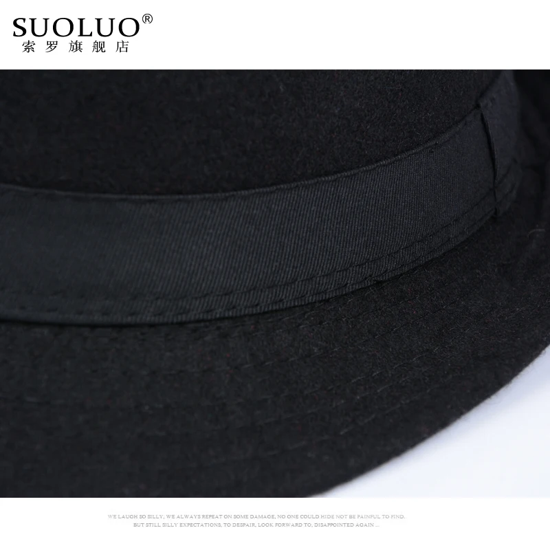 Фетровая шляпа в стиле джаз английском Мужская винтажная шерстяная фетровая