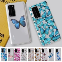 blus butterfly aesthetic art phone case for huawei p20 30 pro lite psmart 2019 y5 6 7 honor 8 10 i lite mate 20lite