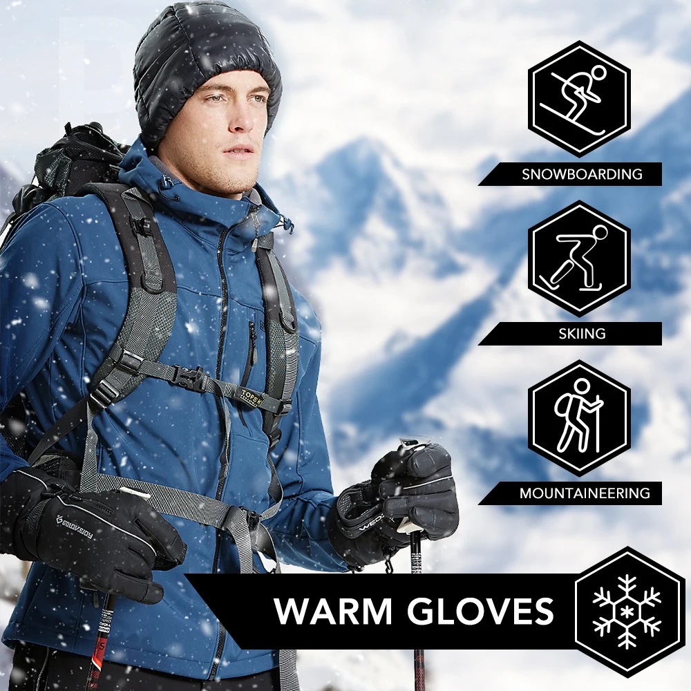 

Skiing Gloves Men Women Winter Warm Gloves Windproof Snow Gloves Water Resistant Sports Gloves For Skiing Cycling Climbing