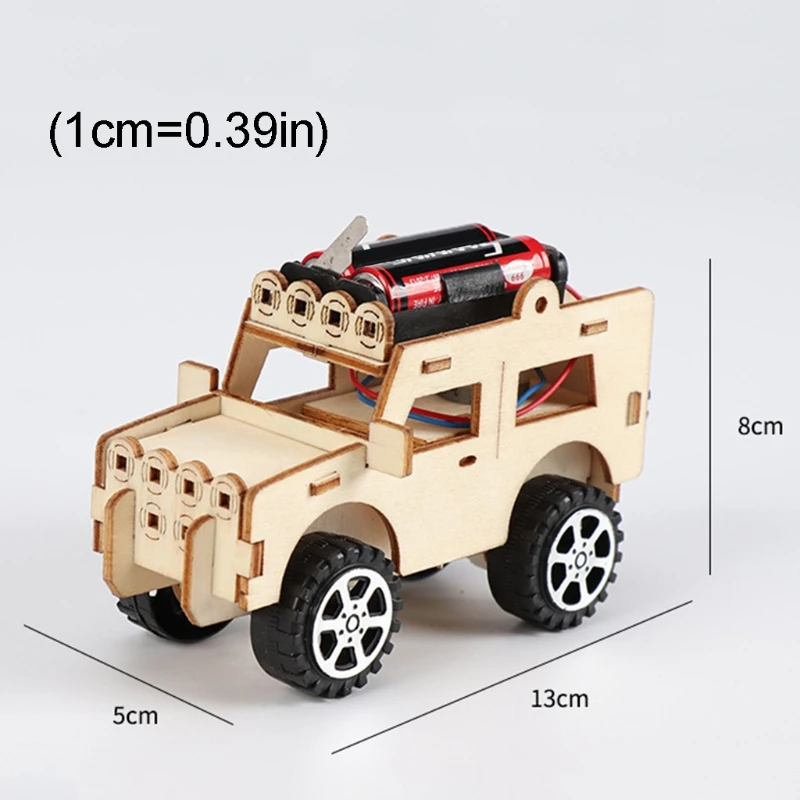 

Wooden Electric Car Model Blocks DIY Kids Assembling Toy Science Experiment Kit