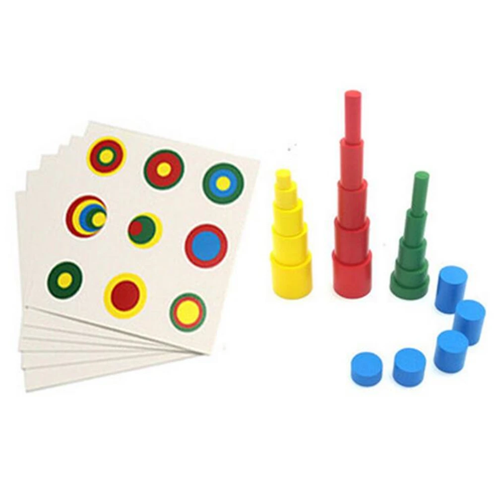 

Деревянные 4 разных красочных цилиндра Монтессори, Обучающие Математические Игрушки для дошкольников, подарок для раннего обучения детей