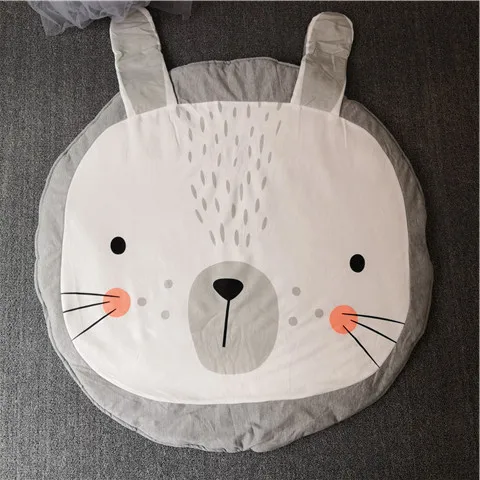 gray rabbit Детский мягкий хлопковый круглый игровой коврик с героями мультфильмов, Ползунки для новорожденных, детский игровой коврик, украшение детской комнаты, одеяло бутафория для фото - Цвет: gray rabbit