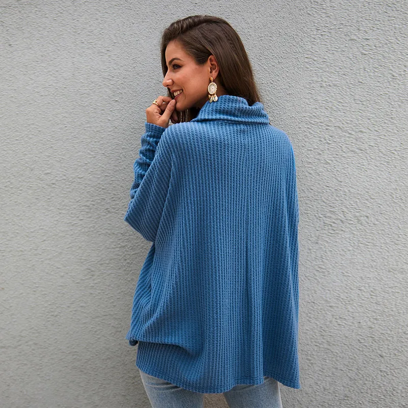 CINESSD Women Turtleneck Knitted Sweaters Solid Plaid Long Sleeves Casual Loose Pullover Tops 2019 Fashion Autumn Winter Sweater | Женская