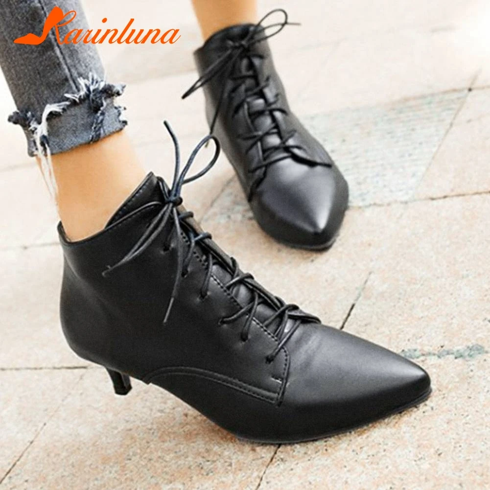

Karinluna Hot Sale Plus Size 33-46 Dropship Pointed Toe Ankle Boots Women Shoes Woman Strange Style Boots Lady Shoes