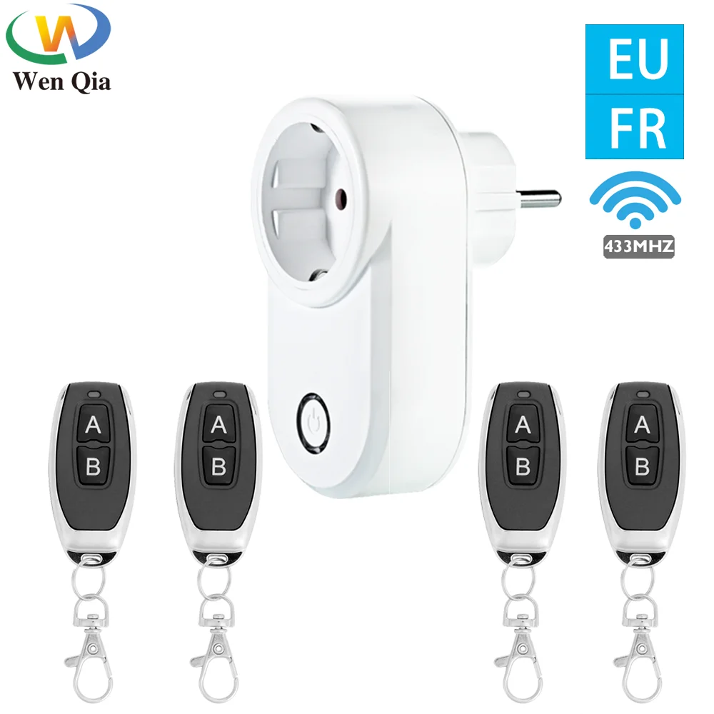 

433Mhz Universal Wireless Remote Control Switch EU French Sockets 220V Plug 15A Smart Switch Electrical Outlets For Light/LED