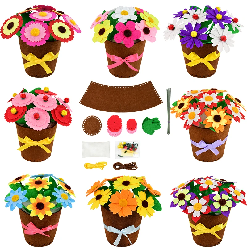 

1 Set Kids DIY Flower Potted Kit Handcraft Flowers Bouquet For Kindergarten Learning Education Toys Montessori Teaching Aids Toy