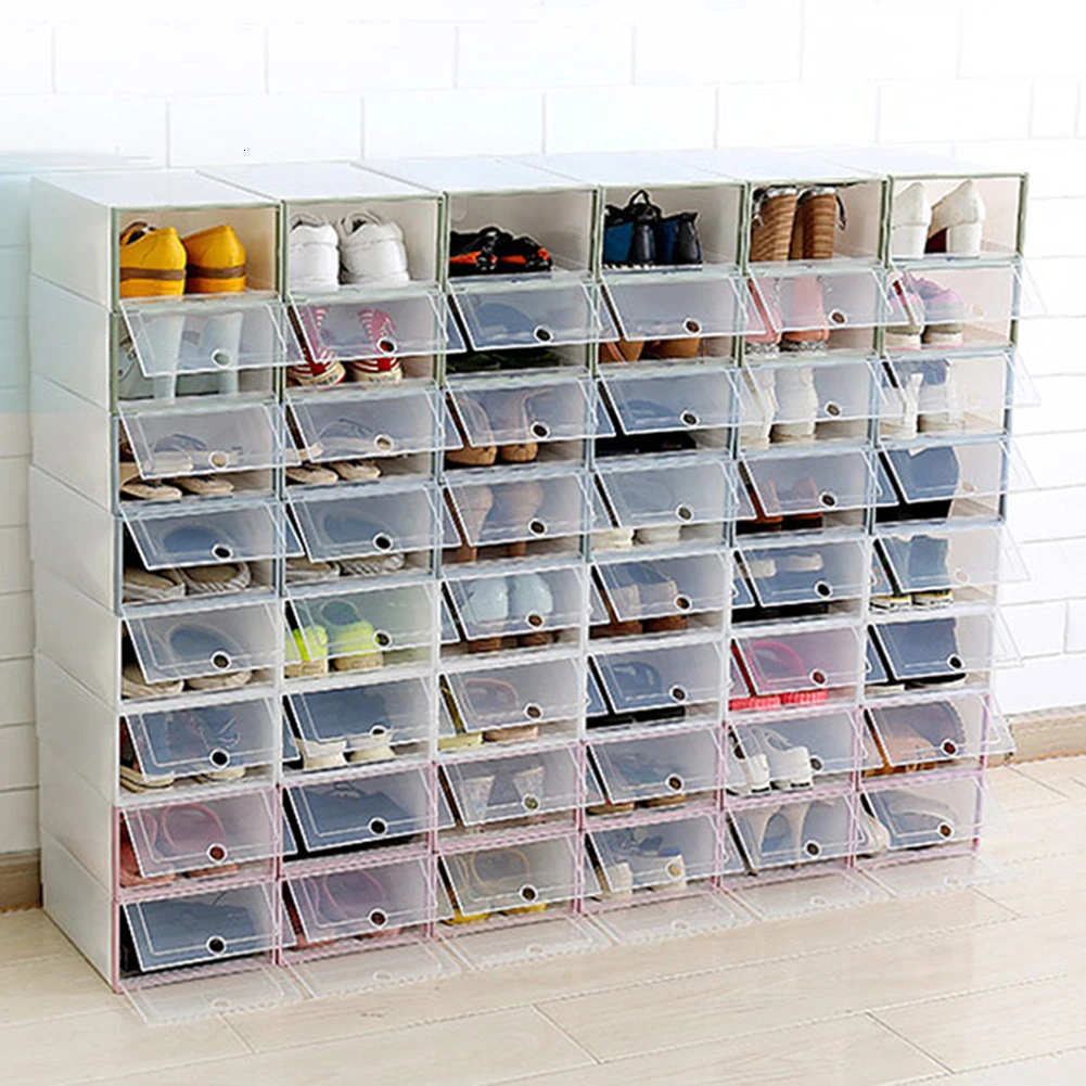 3 шт прозрачный пластиковый ящик для обуви чехол ящика прямоугольная утолщенная